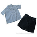 Children's Suits with Short Sleeve Shirt in Yarn Dyed Fabric and Short Pants